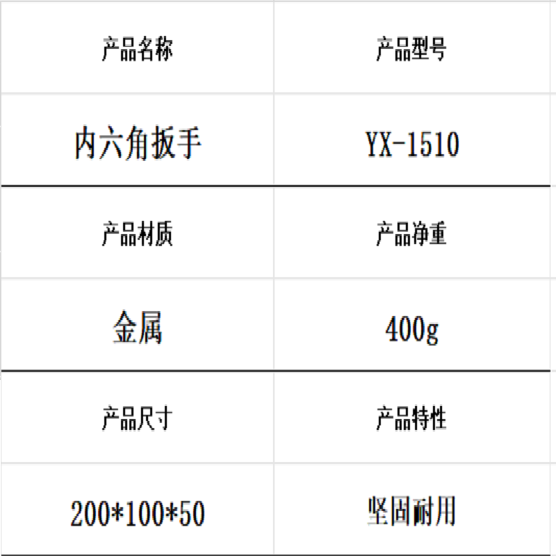 迎新 内六角扳手 1.5-10mm(9件套) YX-1510 每套高清大图