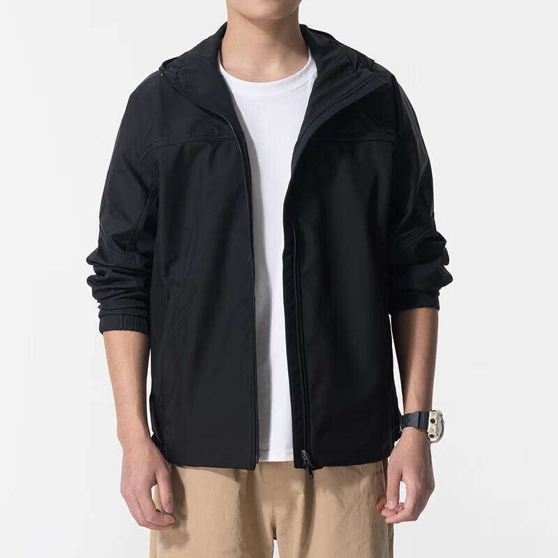 阿迪达斯 (adidas)男装梭织夹克外套新款运动服加绒连帽外套 KG5180 ZP KA1307/黑色 M