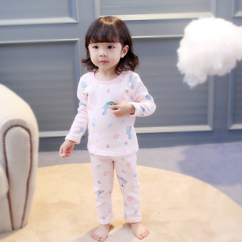 迪鲁奥(DILUAO)三岁女宝宝保暖内衣1岁30女婴儿童秋衣秋裤套装纯棉外穿2