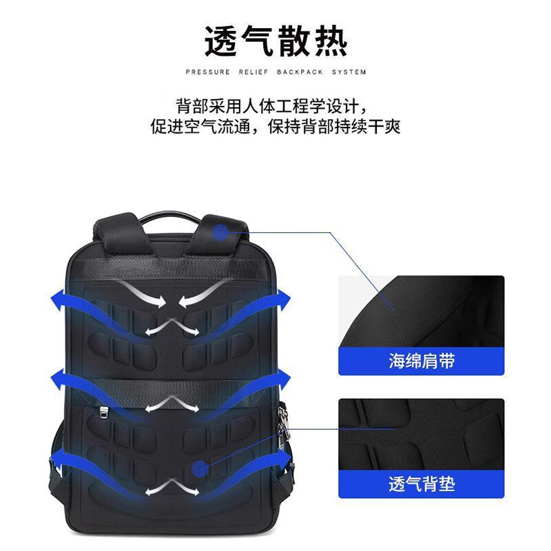 恒源祥(HYX) 图卢兹商务双肩包HYX024-38-3旅行包出差商务通勤电脑包双肩包初高中生书包大容量高清大图