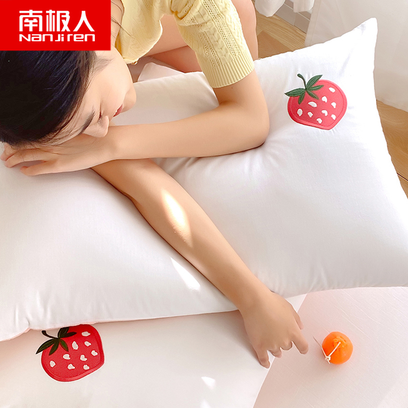 南极人(NanJiren)家纺 全棉刺绣枕套纯棉48X74cm枕头套枕芯套枕袋枕皮套一对装