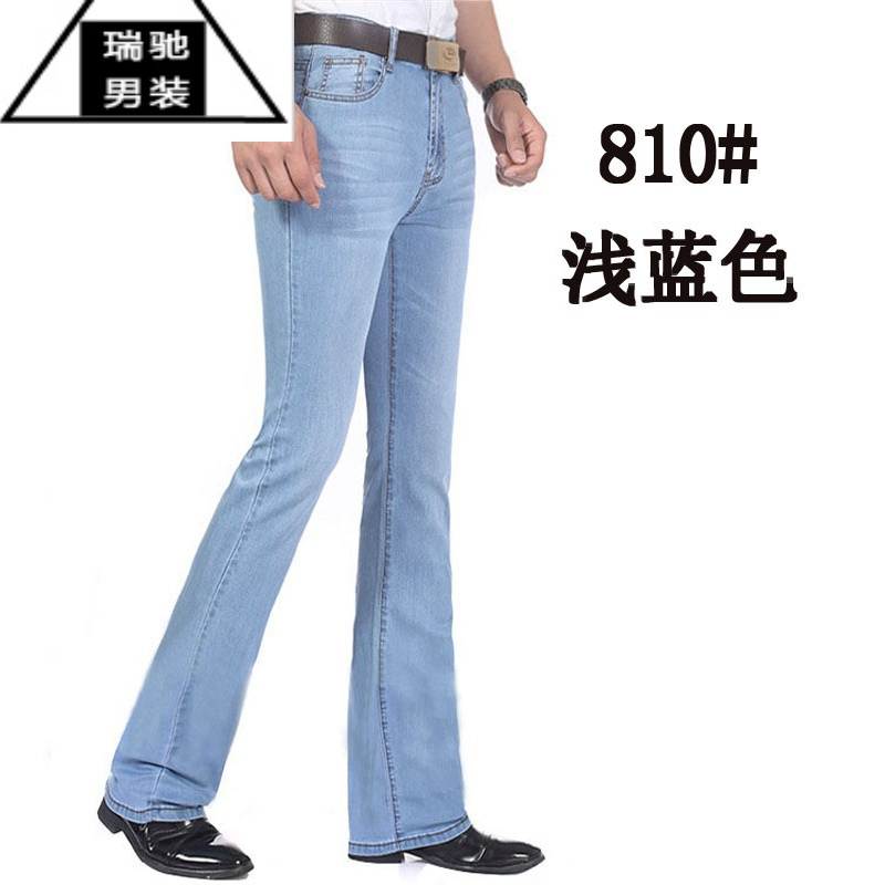 新款 男士喇叭裤 中腰弹力喇叭裤时尚修身小喇叭裤男士牛仔