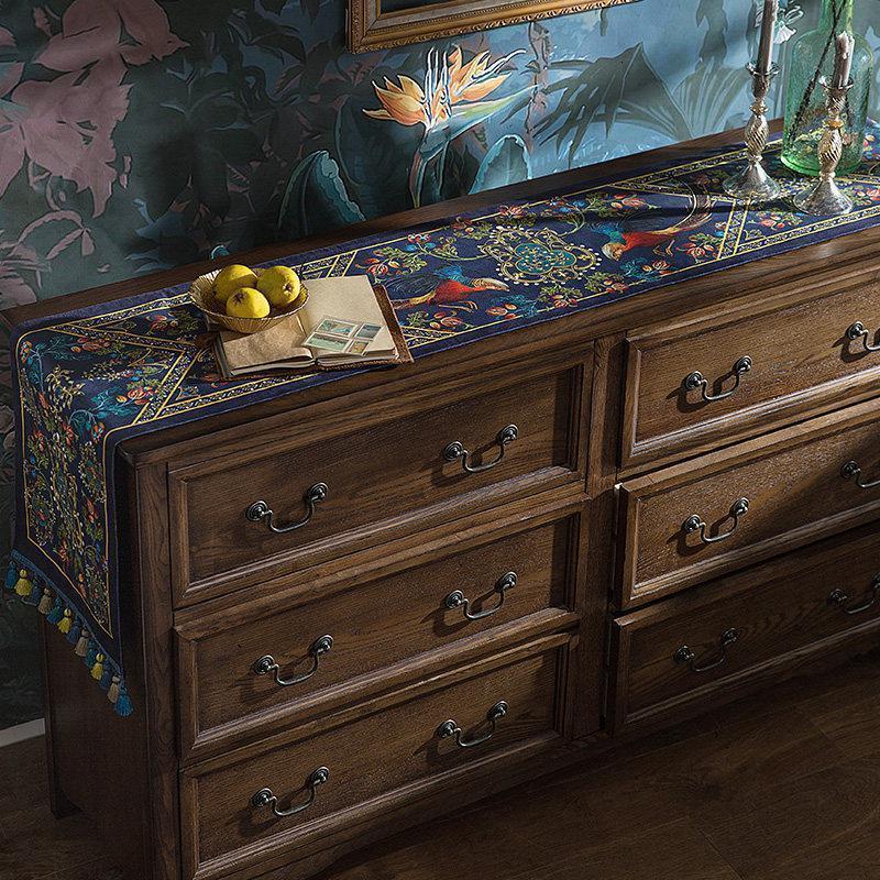 家柏饰(CORATED)电视机茶几洗衣机长方形搭巾盖巾餐桌布茶几桌布桌旗 A【电视柜布】 定制联系客服