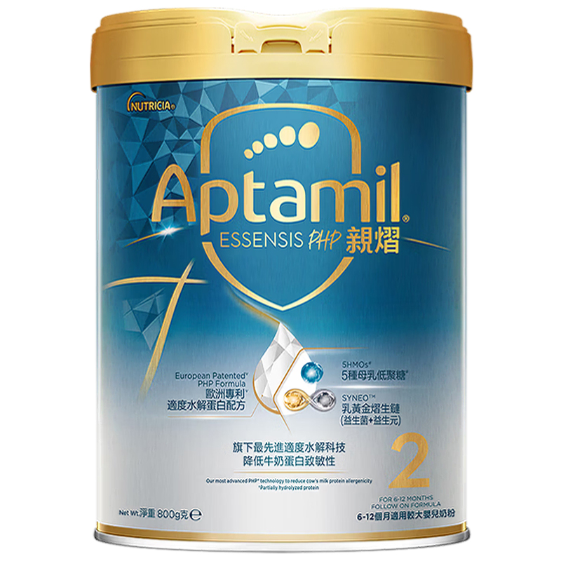 Aptamil香港原装进口爱他美奇迹白罐亲熠2段6-12个月适度水解婴幼儿配方奶粉800g高清大图