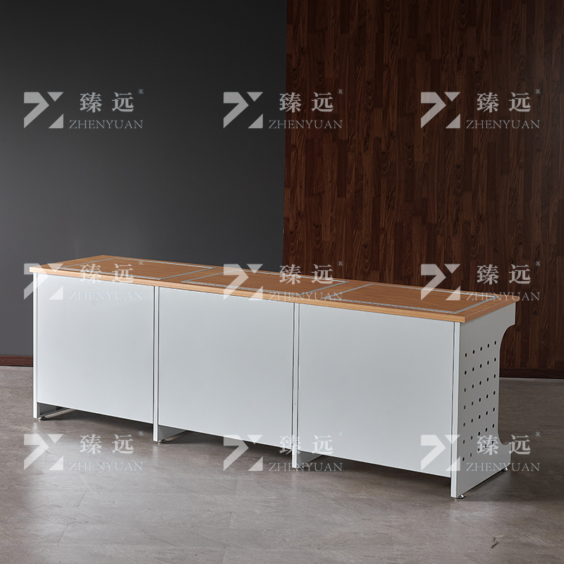 臻远 ZY4012436 隐藏式翻转电脑桌培训桌办公桌D款三人位高清大图