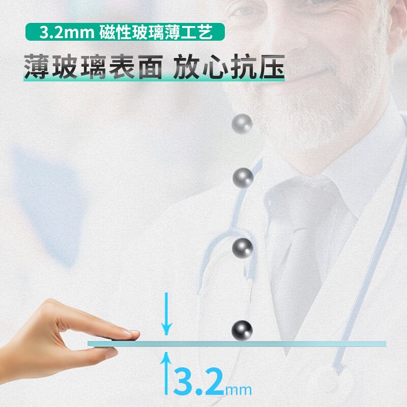 得力玻璃白板8736