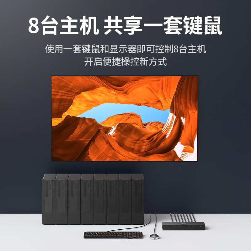 绿联 KVM切换器HDMI2.0切屏器8进1出4K高清 八台电脑共享一套键鼠 HDMI2.0 CM546,80963高清大图