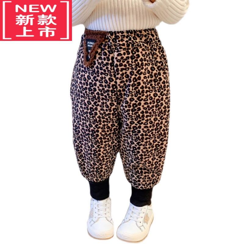 可莉允宝宝裤子秋冬加绒加厚1-3岁婴儿棉裤5女童洋气豹纹三层夹棉保暖裤图片