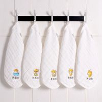 宝宝纯棉口水巾6层纱布婴儿小方巾超柔软洗脸巾婴幼儿小毛巾手帕 金牛5条装(白色)