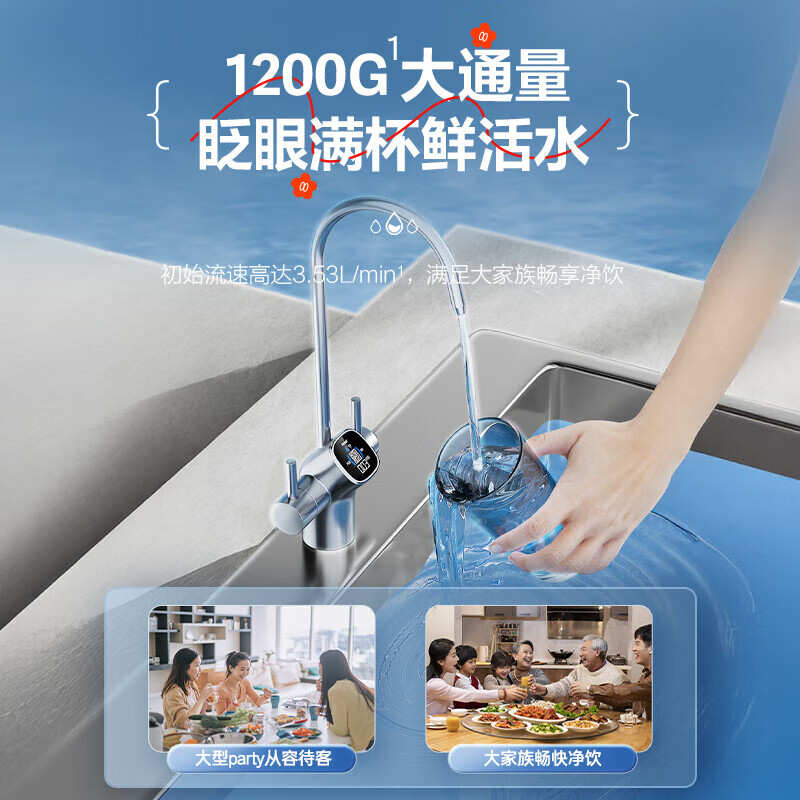 海尔(Haier)净水设备家用净水器鲜活水Pro智慧双出水净水机厨下直饮水机出水可视化TDS净饮机 智慧鲜活水小红花系列高清大图