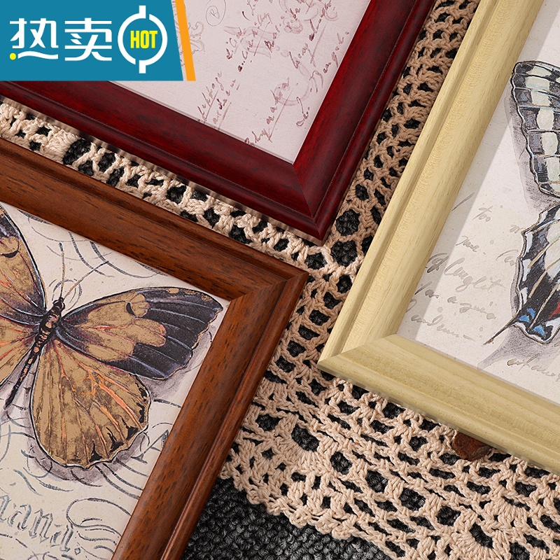 敬平复古相框摆台怀旧现代轻奢5 6 7寸画框七寸桌面A4美式小摆件定制 红木色 小12寸[内框20.3*30.5厘米]摆高清大图