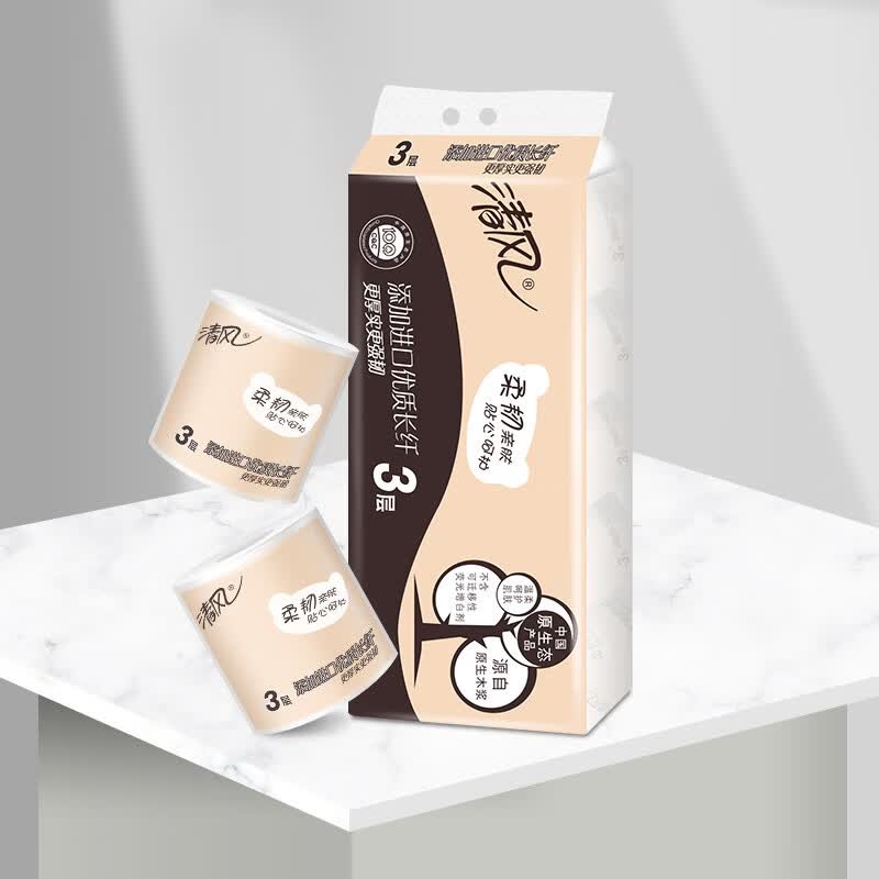 清风 A22AGZM 原木卫生纸3层96克10卷/提高清大图