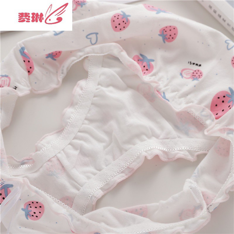 4条内裤女低腰可爱日系莓蝴蝶结面包裤女士少女学生三角裤费琳