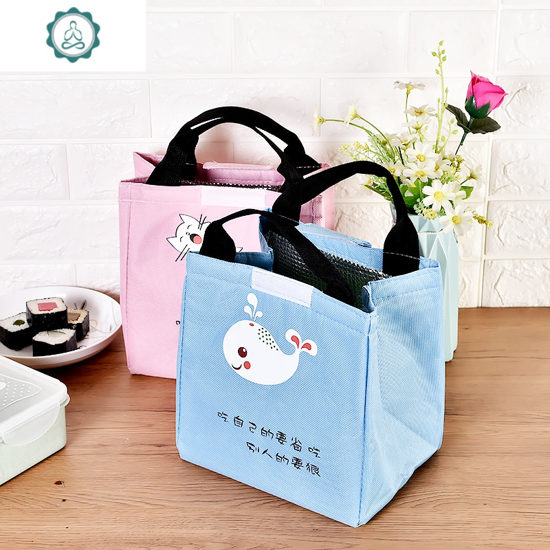 可爱卡通保温饭盒袋手提便当包韩版防水帆布饭袋便当盒
