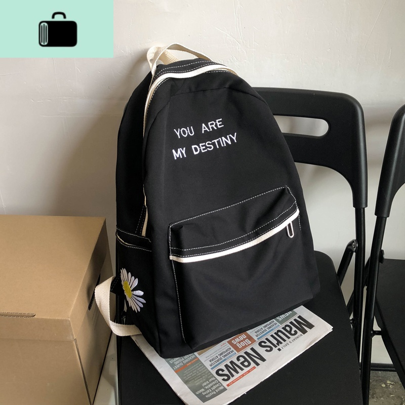 书包女韩版高中原宿ulzzang 大学生背包森系初中生百搭情侣双肩包NEW LAKE 黑色【不要挂件】