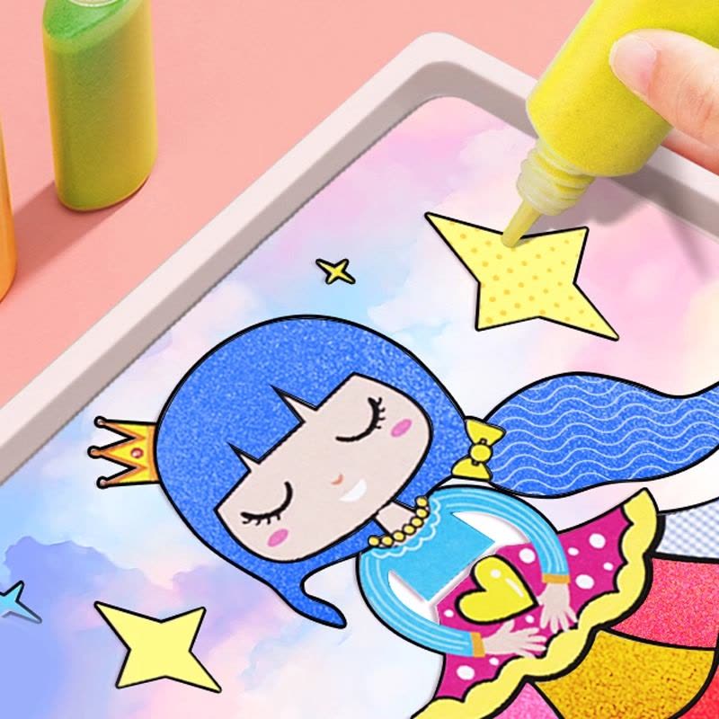 沙画儿童彩沙男女孩手工diy制作创意玩具涂填色刮画卡纸女生2430图片