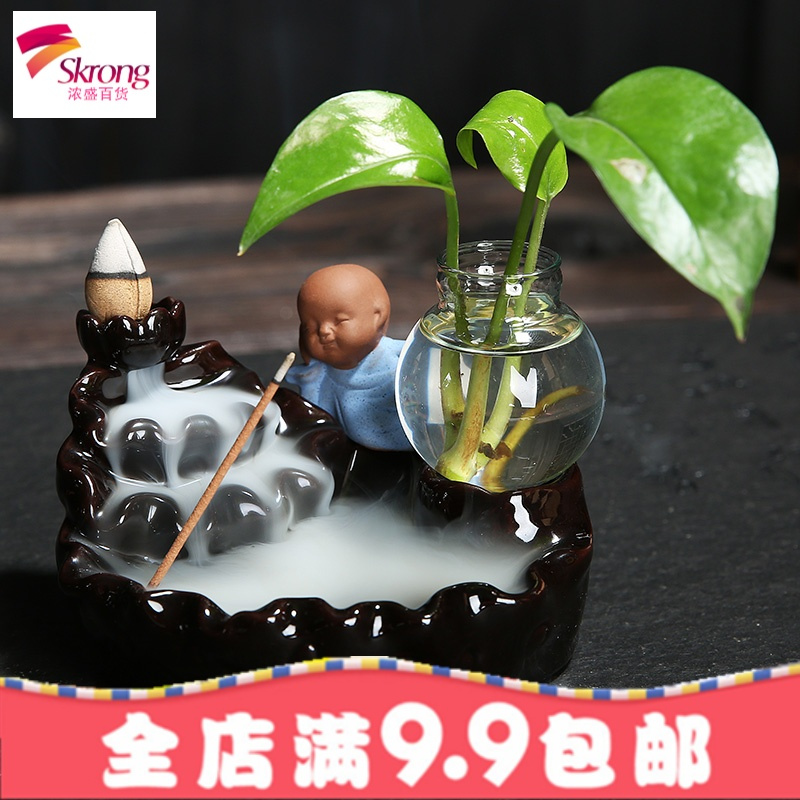 茶宠倒流香精品创意陶瓷可养招财紫砂小和尚家居办公禅意茶玩摆件