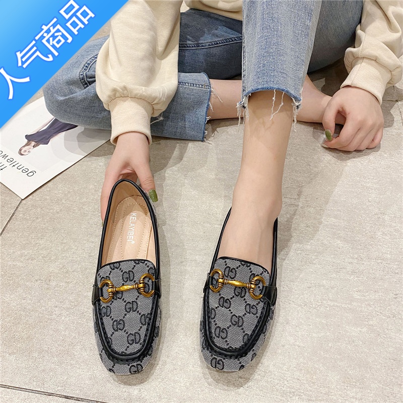 SUNTEK小香风平底单鞋2023夏季新款四季瓢鞋大码乐福鞋软底不累脚女鞋子高清大图