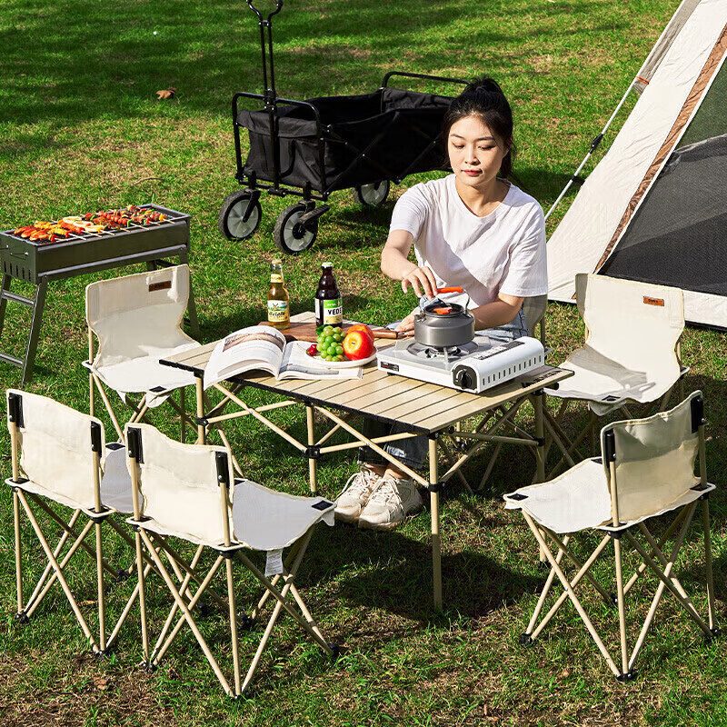 尚烤佳折叠桌椅7件套固定连接卡扣铝合金材质SKJ-366(包装随机)高清大图