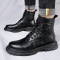 秋冬2024新款马丁靴男真皮高帮潮流厚底工装鞋复古英伦加绒男靴子