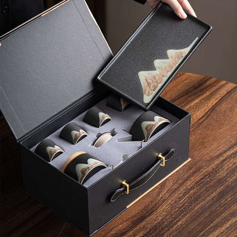 苏氏陶瓷(SUSHI CERAMICS) J0182 提梁壶干泡组(提梁壶茶叶罐品茗杯干泡盘) 7件套 (单位:套)高清大图