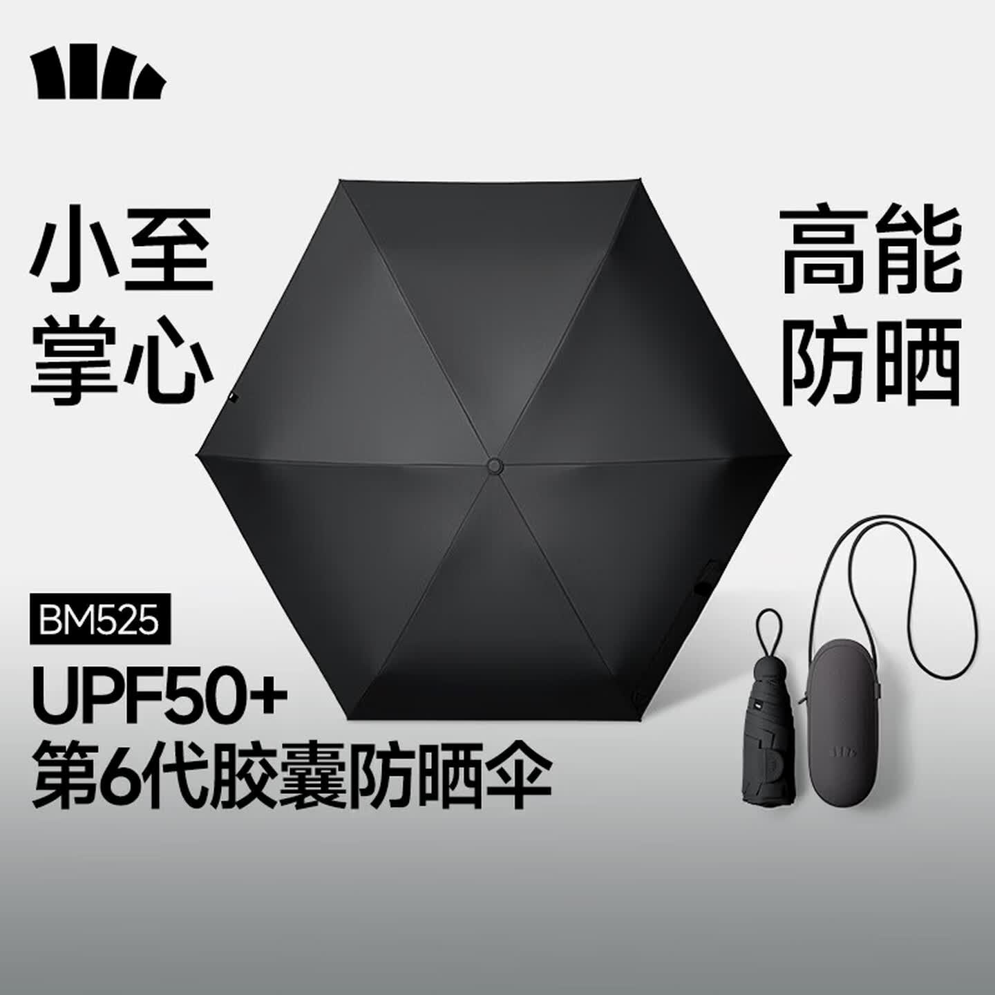 蕉下 (beneunder)防紫外线遮阳伞太阳伞防晒伞五折黑胶胶囊晴雨伞BM525松炭黑
