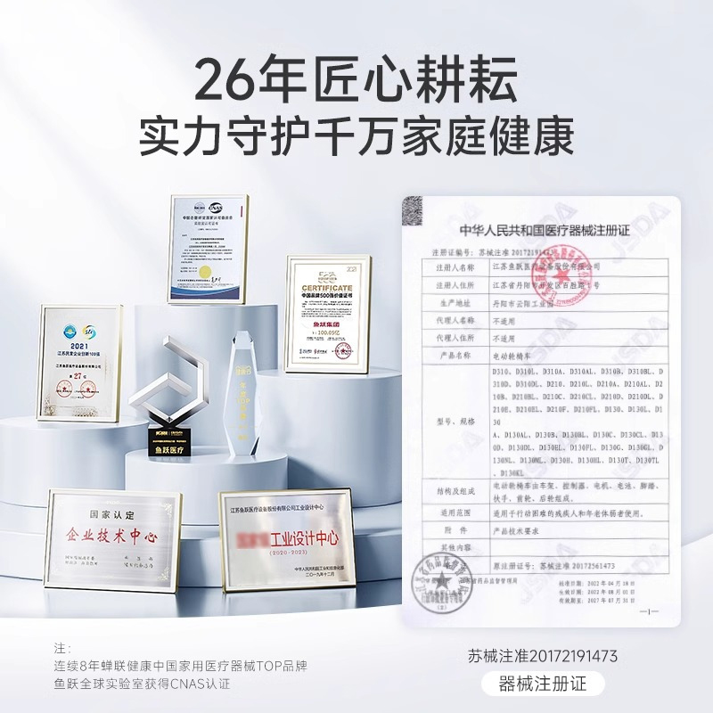 鱼跃轻型轮椅车折叠轻便老人专用多功能残疾人代步手动推车H062C高清大图