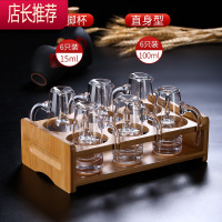 白酒杯套装家用小号一口杯创意酒具水晶玻璃分酒器酒壶酒盅竹木架JING PING 竹木架?分酒器100+高脚杯15
