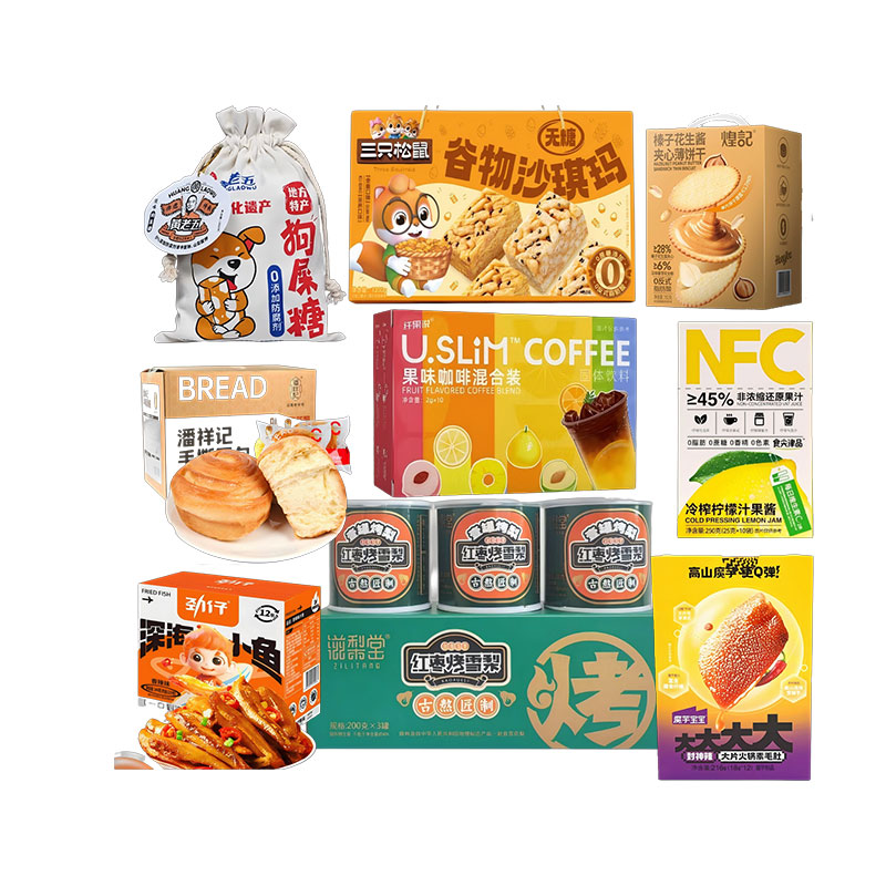 防洪食品组合(狗屎糖300g面包480g梨200g*3饼干352g毛肚216克小鱼仔144g柠檬酱250克果咖10条)