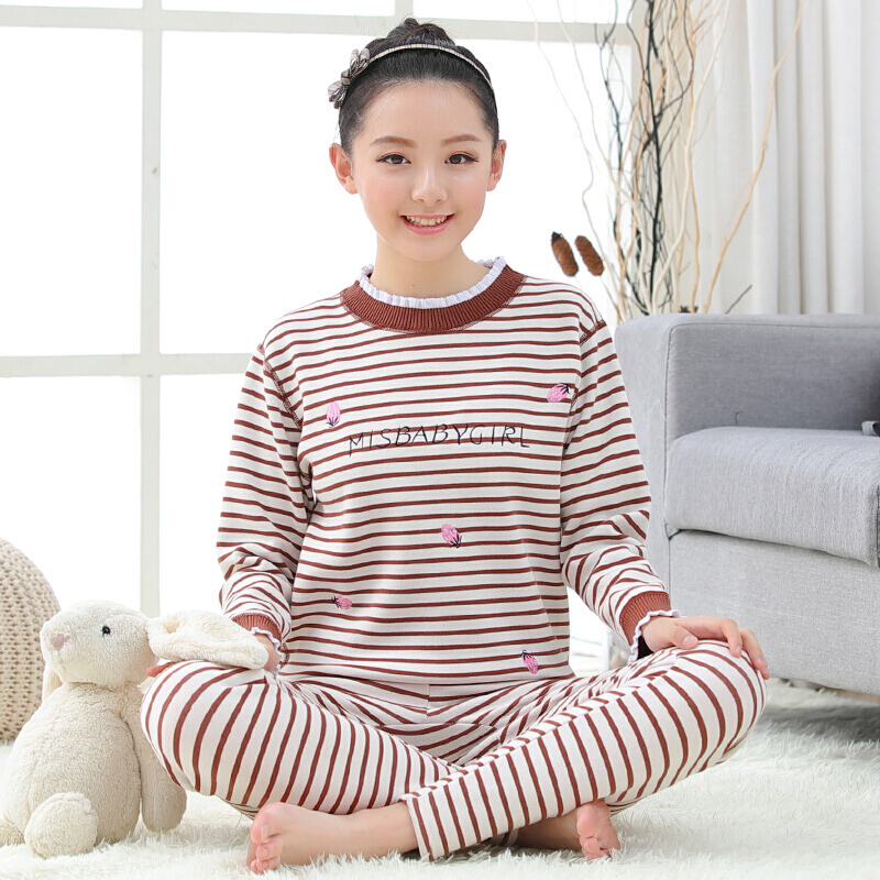 波迷娜(BOMINA)保暖内衣女套装可外穿少女高中学生打底衫秋衣全棉冬季