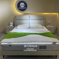 科朔生态真皮床现代简约皮床工厂展厅实拍轻奢风网红床886#