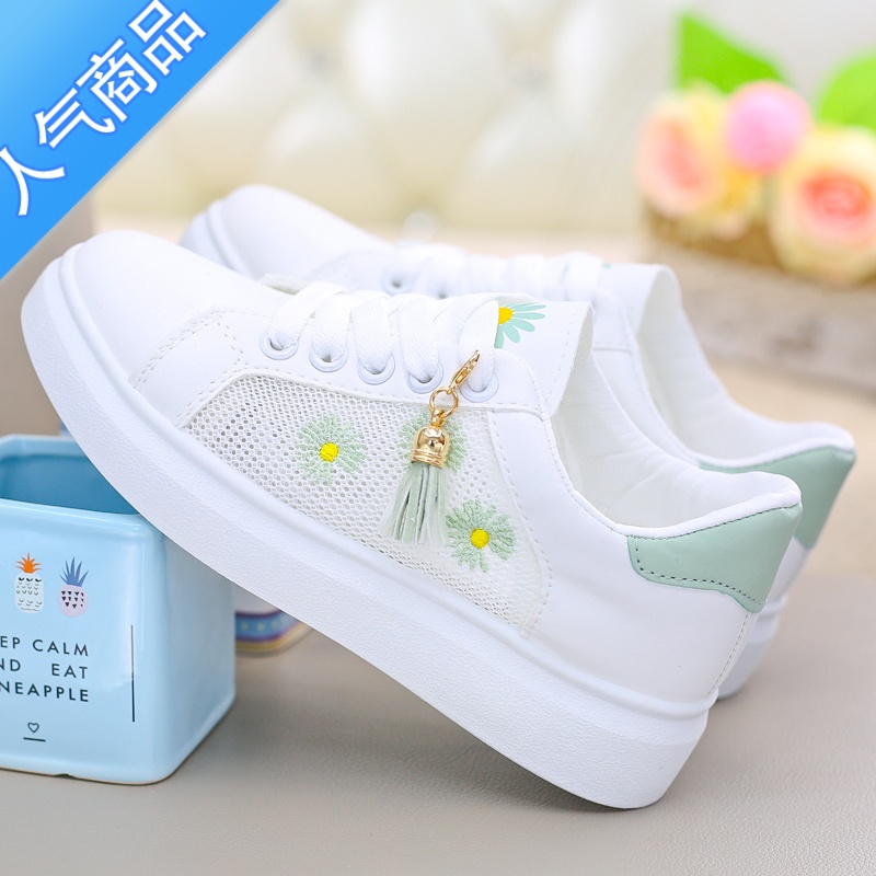 SUNTEK夏季鞋子女2023新款运动休闲鞋透气百搭学生春夏小白鞋女网面板鞋高清大图