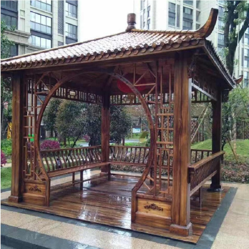 楚昌四角圆柱碳化防腐木庭院阁凉亭木屋凉亭户外实木亭子