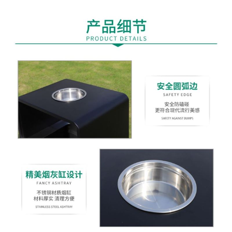 振真ZZ-139户外垃圾桶小区间约不锈钢镀锌板果皮箱室外分类物业小区校园立式单桶镀锌板+不锈钢
