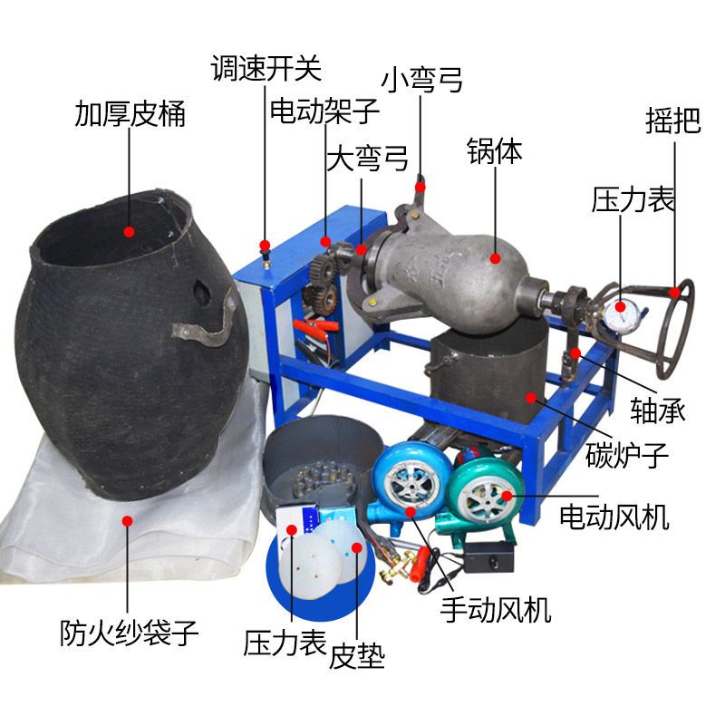 爆米花机老式手摇爆谷机干嘣鸡大炮老炮膨化机传统嘣板栗大米玉米|10斤刚锅 套餐一