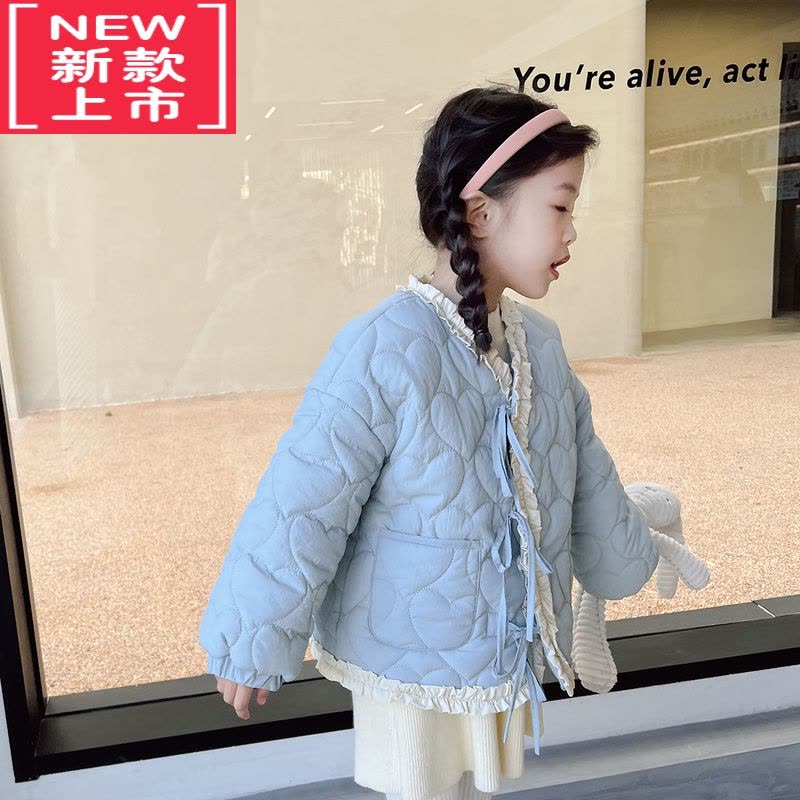 可莉允女童加绒棉服2022冬季新款儿童甜美外套宝宝加厚保暖上衣潮图片