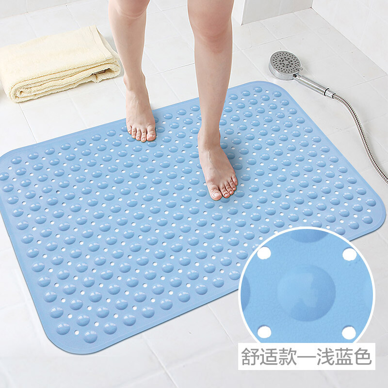 环保淋浴房防滑垫浴室洗澡脚垫卫生间地垫酒店卫浴垫子浴缸垫舒适款&mdash;浅蓝色80x120CM【一体成型●特别加厚】