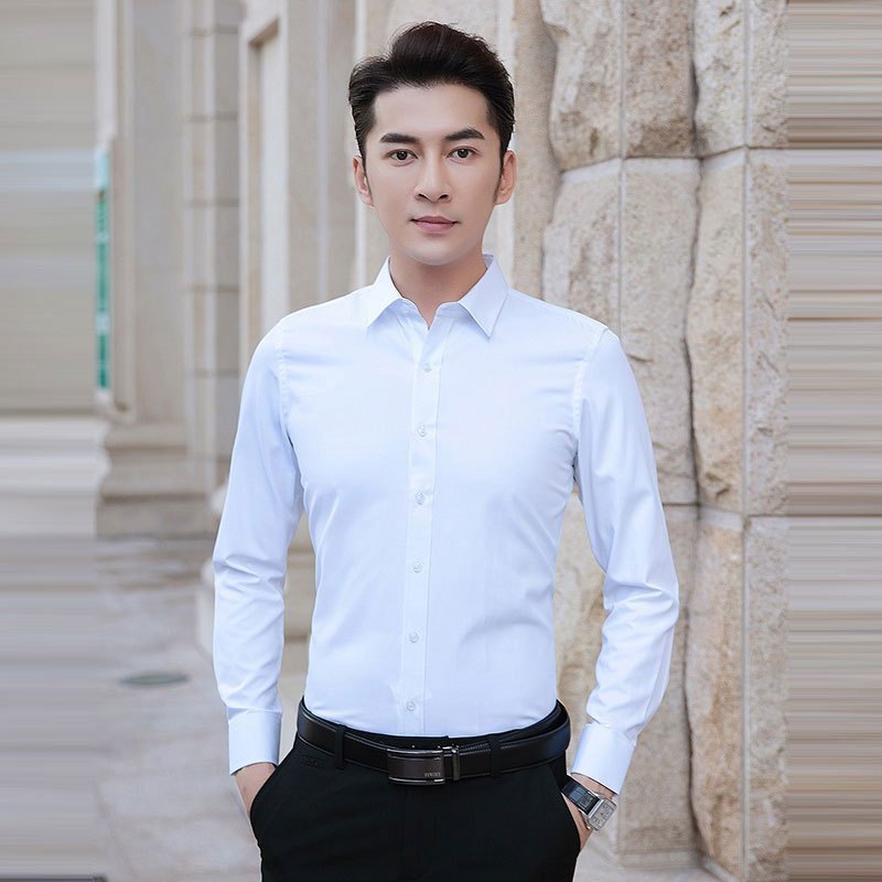 衬衫男长袖商务修身免烫韩版职业正装工