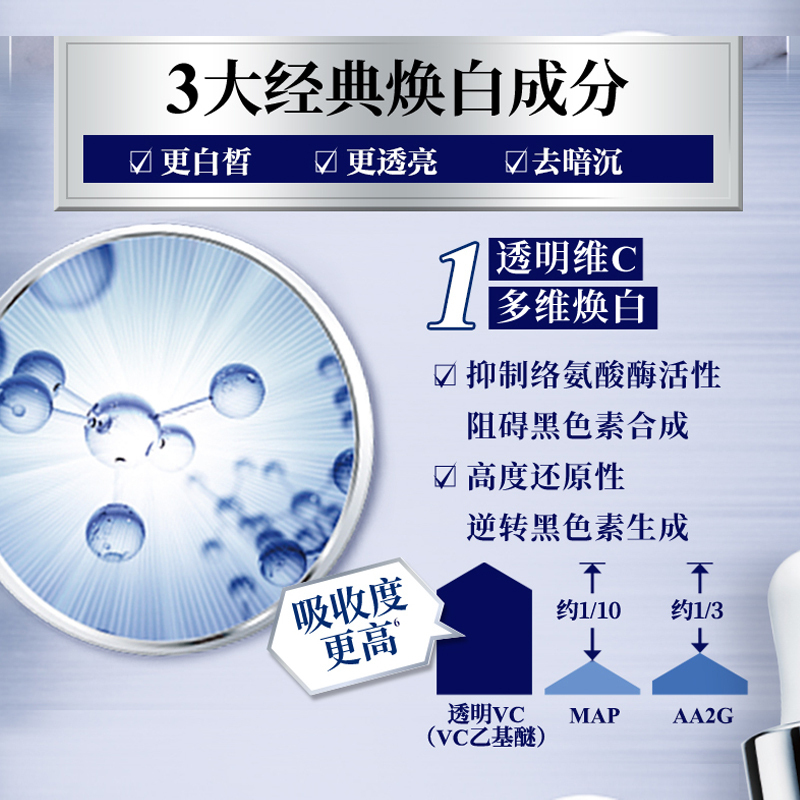 科颜氏安白瓶淡斑VC精华液美白去黄提亮改善暗沉15ml*2瓶高清大图