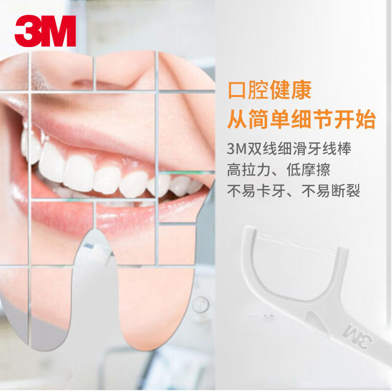 3M 双线细滑牙线棒 赠随身盒 台湾进口4盒(124支/盒)(单位:盒)高清大图