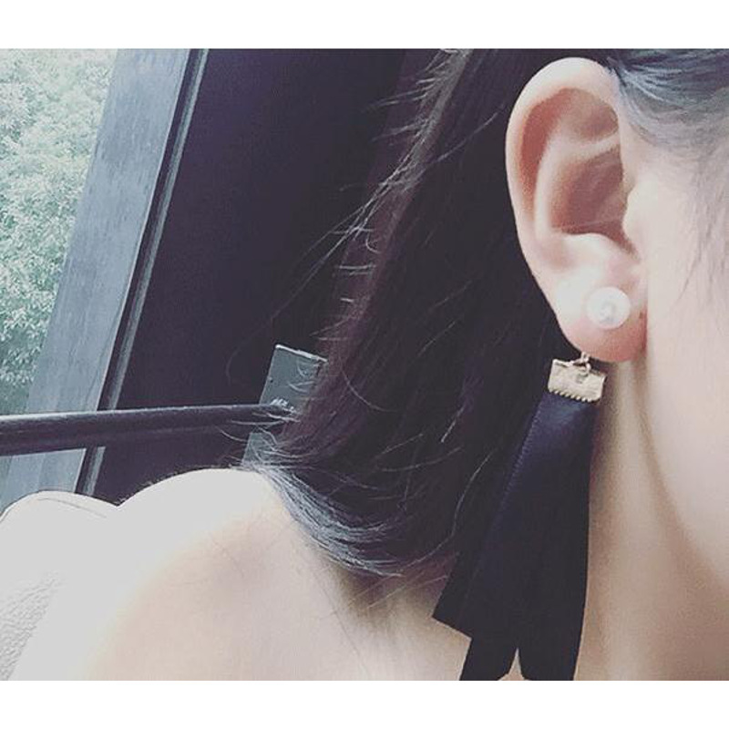 耳钉女款新款 韩版桃心耳线不对称长款流苏丝带钥匙锁气质耳钉R2D025送女朋友七夕情人节礼物
