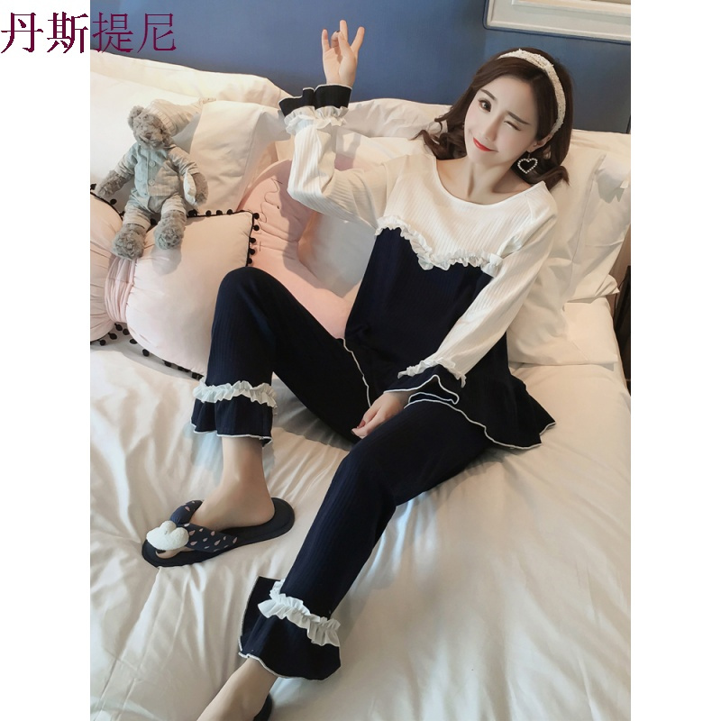 睡衣女秋季纯棉长袖韩版甜美可爱全棉公主风两件套装家居服春秋天