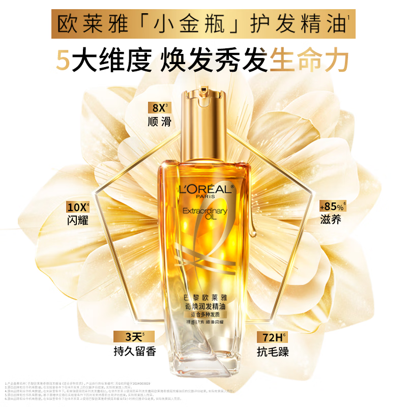 欧莱雅奇焕润发护发精油小金瓶100ml免洗滋养高清大图