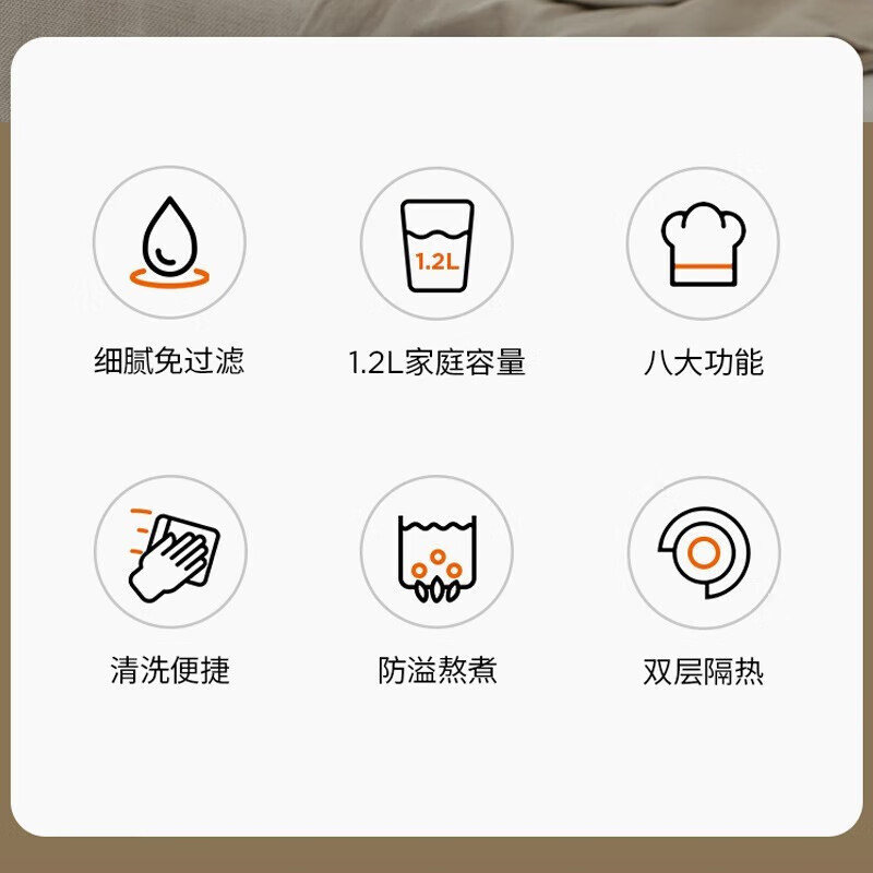 九阳豆浆机家用全自动2-5人多功能轻音破壁机无渣免过滤免煮新款 奶油白 D260- 1.2L高清大图