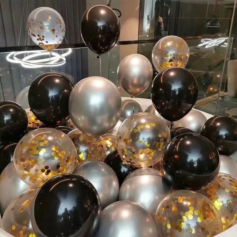 加厚铬银气球 50个气球（无赠品）|加厚金属气球亮片气球婚房布置用品生日派对布置浪漫网红开业装饰