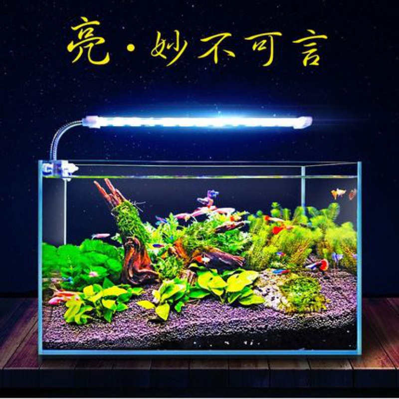 水晶鱼缸灯架水族箱照明灯水族LED小夹灯水灯迷你节能鱼缸夹灯高清大图