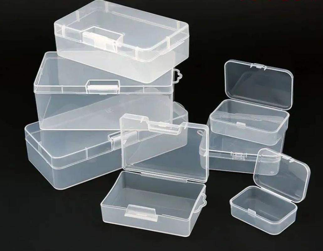 长方形透明收纳盒加厚PP塑料盒化妆棉棉签小零件小工具整理收纳盒-【8个装】;正方形35*35*18mm