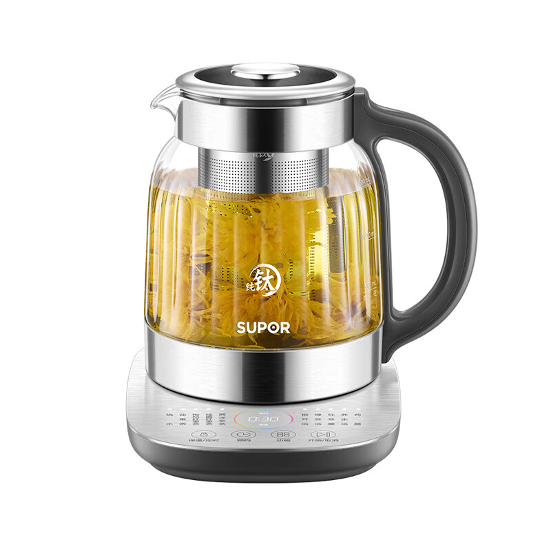苏泊尔(SUPOR)SW-15Y29有钛养生壶新款茶壶316L不锈钢恒温壶煮茶器纯钛发热底盘玻璃面板1.5L多段保温高清大图