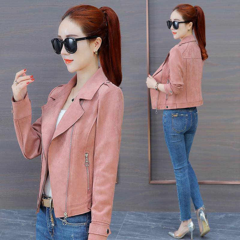 双层带内衬短款外套女麂皮绒春秋装新款女洋气上衣秋百搭外套潮