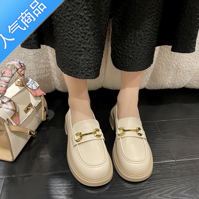 SUNTEK乐福鞋女春秋季2023新款休闲百搭单鞋厚底英伦小皮鞋女鞋高清大图